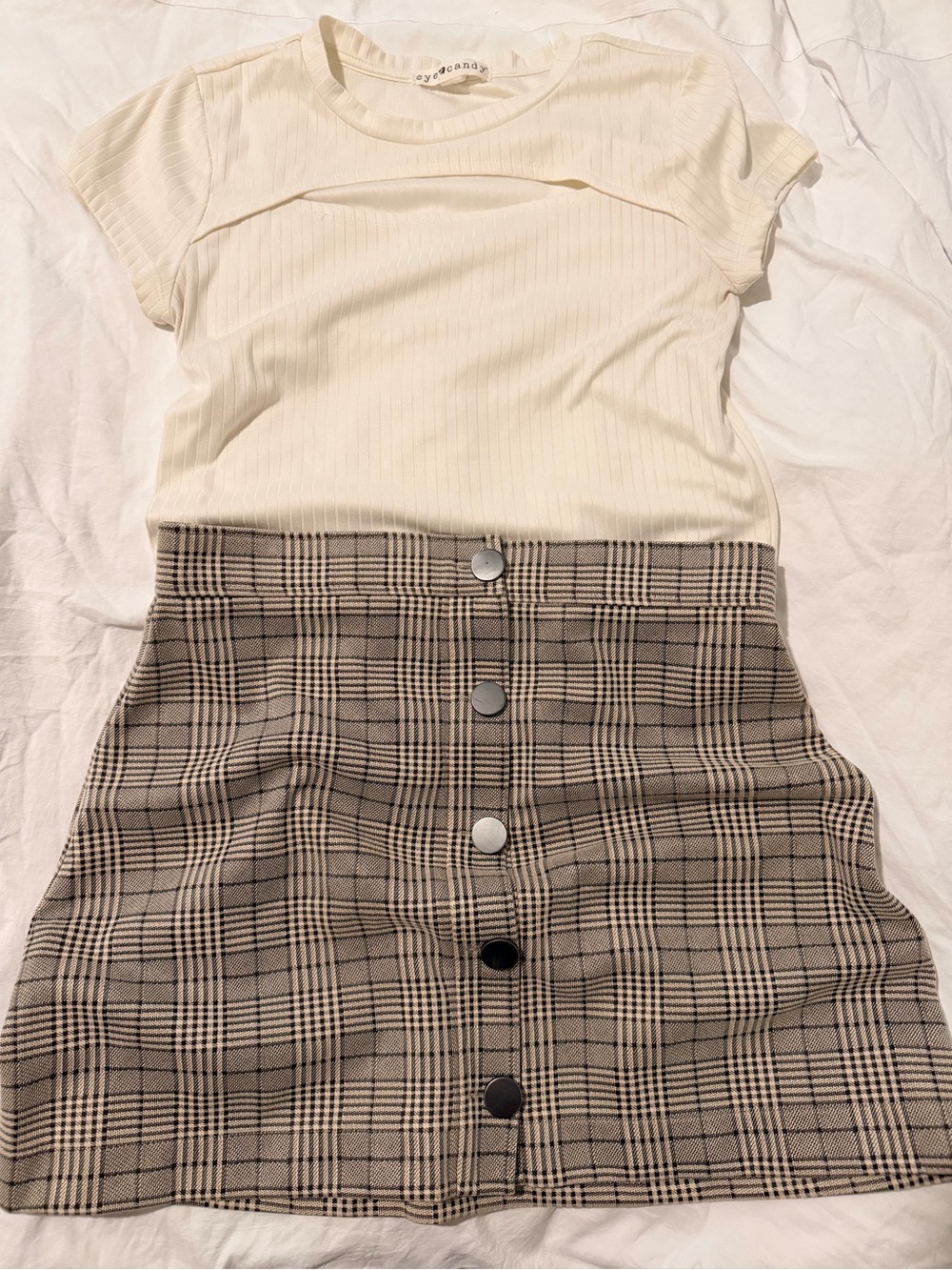 Plaid Button-Front Skirt
